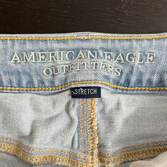 American Eagle Crochet Lace Hem Distressed Denim Shortie Shorts Jean Short - Picture 12 of 15